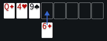 Cards placed in one of the four free cells