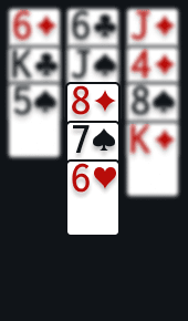 Tableau showing cards stacked in descending order with alternating colors
